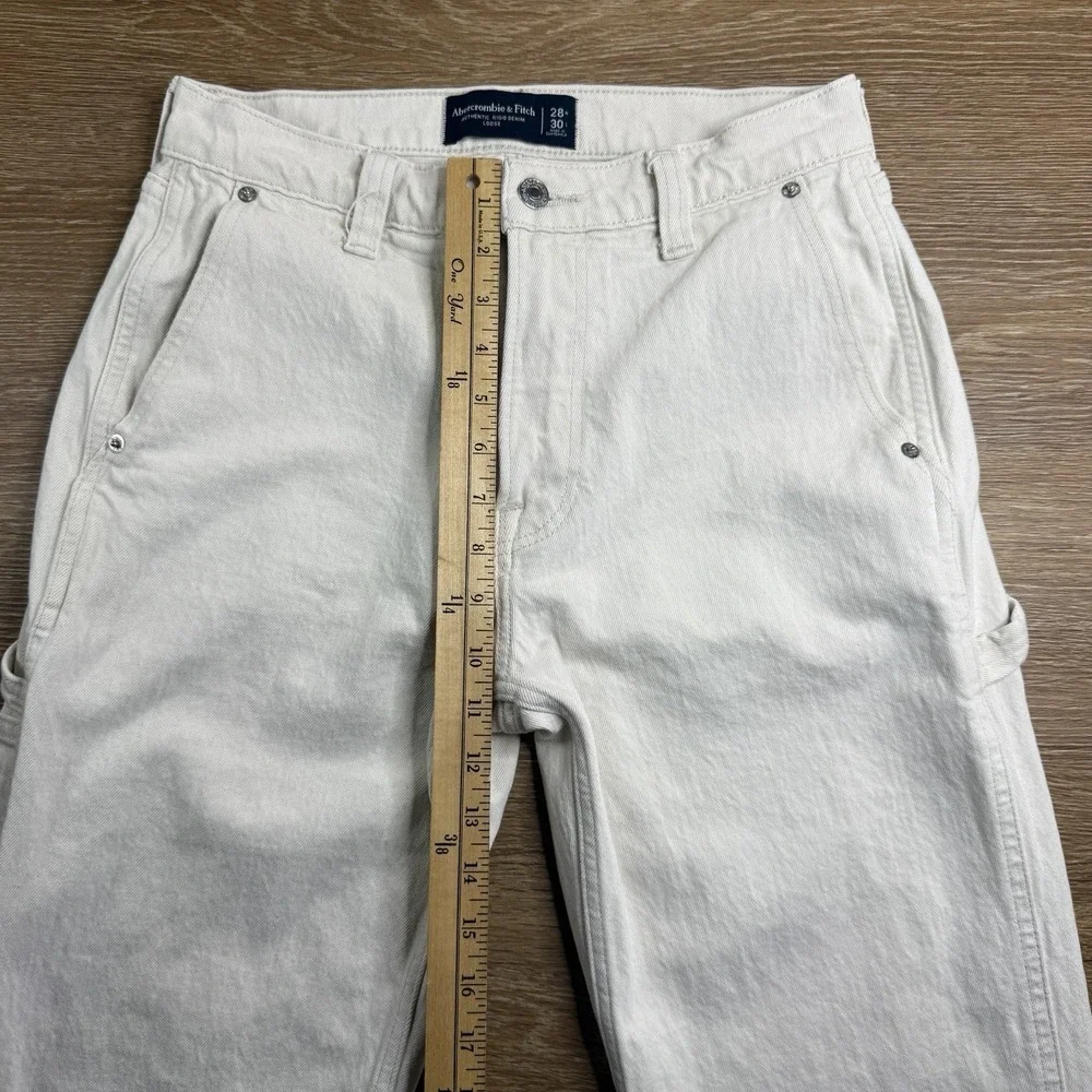 Abercrombie & Fitch Loose Carpenter Jeans Men's 28x30 White Utility Denim EUC